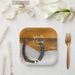 Horseshoe and Pearls Country Western Wedding Pappteller