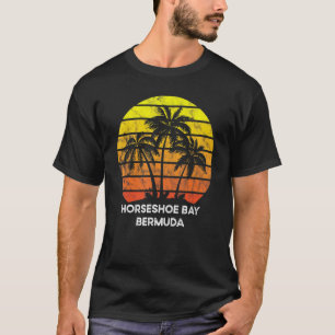 Horseshoe Bay Bermuda Strand Palme Baum Für Urlaub T-Shirt