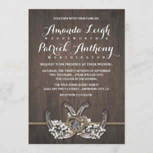 Horseshoe Bébé's Breath Rustic Wedding Invitations