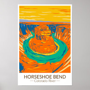 Horseshoe Bend Colorado River Vintag Poster