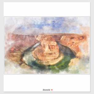 Horseshoe Bend in Grand Canyon Wasserfarbe Aufkleber