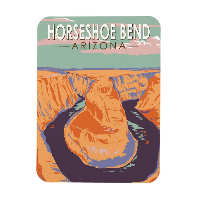 Horseshoe Bend Travel Art Vintag Magnet (Vertikal)