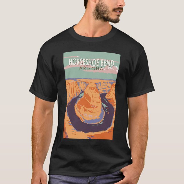 Horseshoe Bend Travel Art Vintag T-Shirt (Vorderseite)