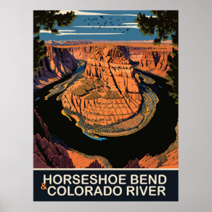 Horseshoe Bend und Colorado River, Reise Poster