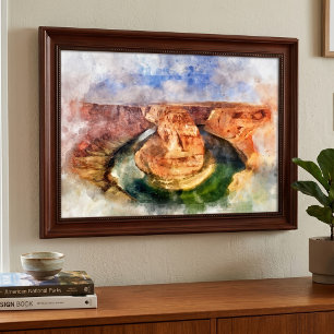 Horseshoe Bend Wasserfarbe Grand Canyon Landschaft Fotodruck