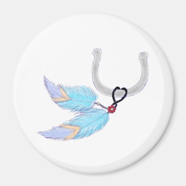 Horseshoe blue feathers Magnet (Vorne)