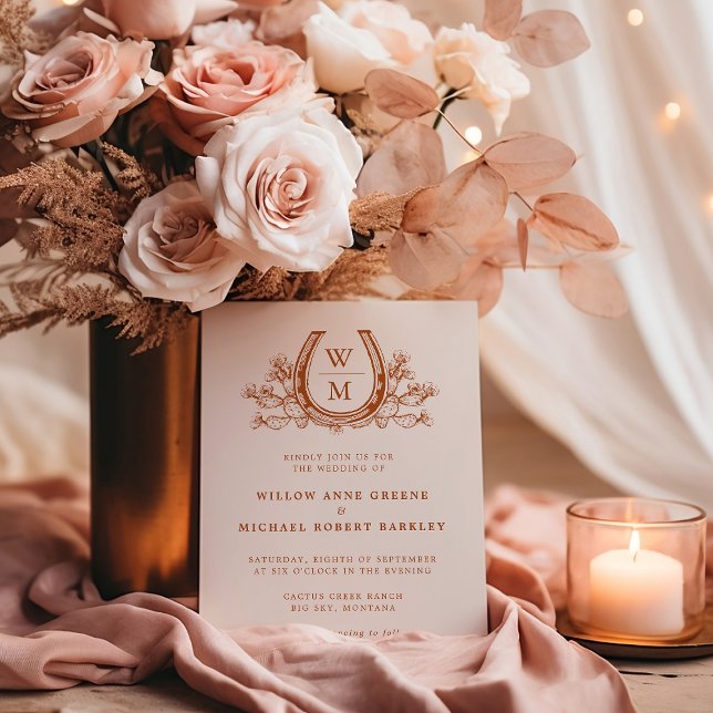 Horseshoe Cactus Western Country Boho Wedding Einladung (Von Creator hochgeladen)