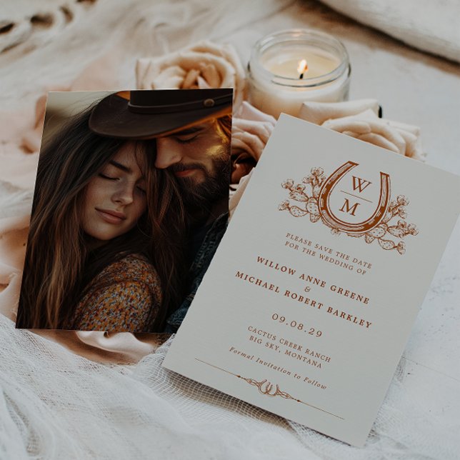 Horseshoe Cactus Western Foto Save the Date Einladung (Von Creator hochgeladen)