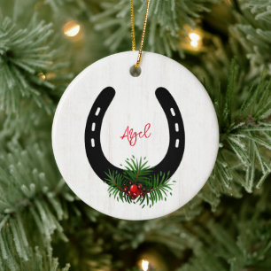 Horseshoe Christmas Keepake Cera FOTO Keramik Ornament