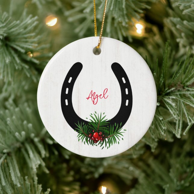 Horseshoe Christmas Keepake Cera FOTO Keramik Ornament (Baum)