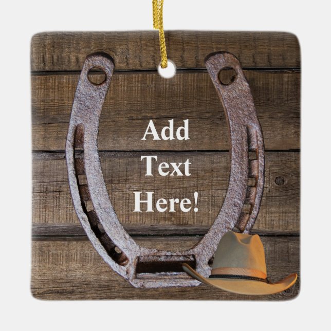 Horseshoe Cowboy Hat Keramikornament (Vorderseite)