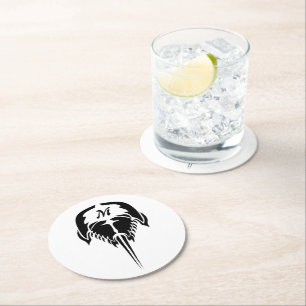 Horseshoe Crab im Stil der Tribal Tattoo Runder Pappuntersetzer