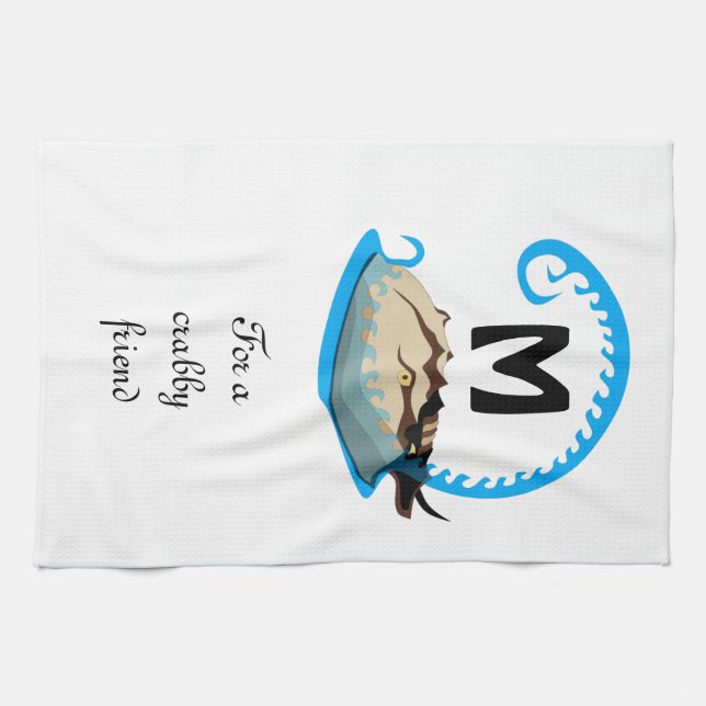 Horseshoe Crab Playing in der Water Monogram Geschirrtuch (Horizontal)