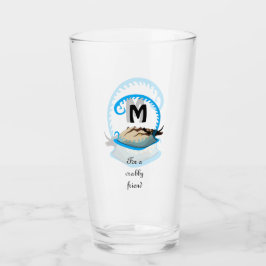 Horseshoe Crab Playing in der Water Monogram Glas