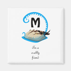 Horseshoe Crab Playing in der Water Monogram Magnet