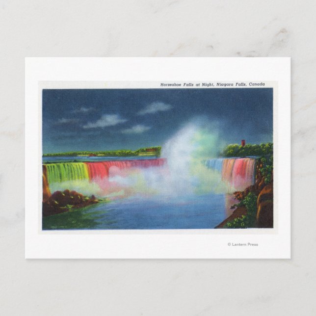 Horseshoe Falls beleuchtet bei Nacht # 2 Postkarte (Vorderseite)