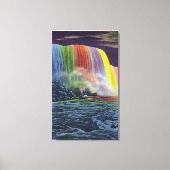 Horseshoe Falls beleuchtet in der Nacht Leinwanddruck (Vorderseite)