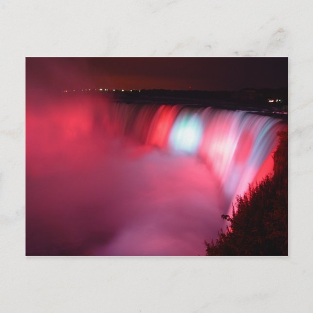 Horseshoe Falls Niagara Red Blue Lights Postcard Postkarte (Vorderseite)
