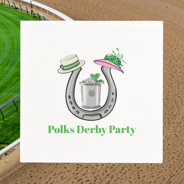 Horseshoe, Fancy Hats, Mint Julep Derby Custom Serviette (Von Creator hochgeladen)