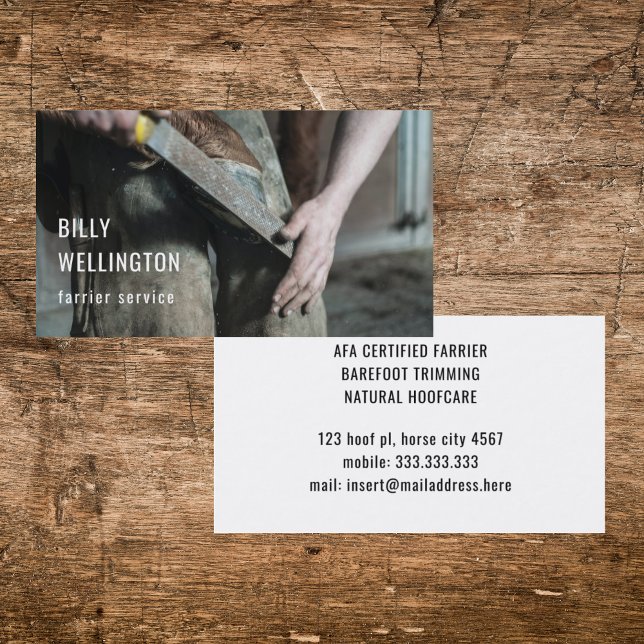 Horseshoe Farrier Modernes Equine Business Foto Visitenkarte (Von Creator hochgeladen)