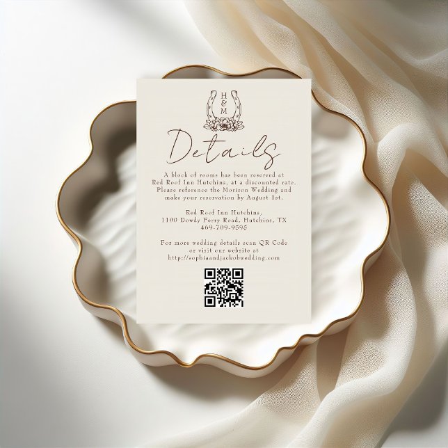 Horseshoe Floral Western Boho Wedding Detail Begleitkarte (Von Creator hochgeladen)