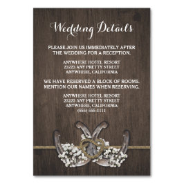 Horseshoe Gipskraut Hochzeitskarte Tischnummer