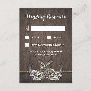 Horseshoe Gipskraut Rustikale Hochzeitskarten RSVP Karte
