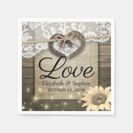 Horseshoe Heart Lace Sunflower Wood Polterabend Serviette