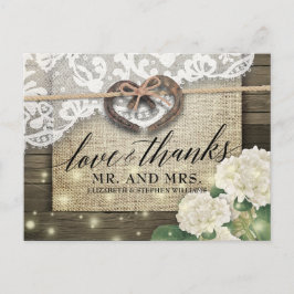 Horseshoe Hydrangea Country Wood Wedding Vielen Da Postkarte