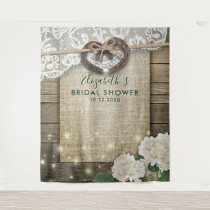 Horseshoe Hydrangea Wood Brautparty Foto Booth Wandteppich