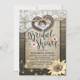 Horseshoe Lace Burlap Sonnenblume Brautparty Einladung