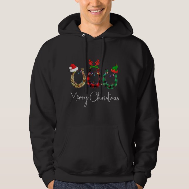 Horseshoe Leopard Karierte Weihnachtsmannmütze Pfe Hoodie (Vorderseite)