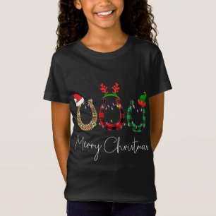 Horseshoe Leopard Karierte Weihnachtsmannmütze Pfe T-Shirt