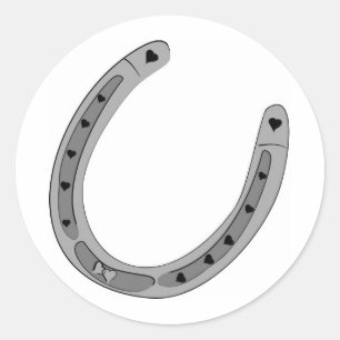 Horseshoe mit Herz dekoriert Runder Aufkleber