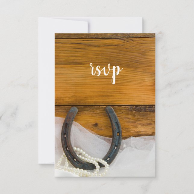 Horseshoe Pearls Country Stall Wedding RSVP Card (Vorderseite)