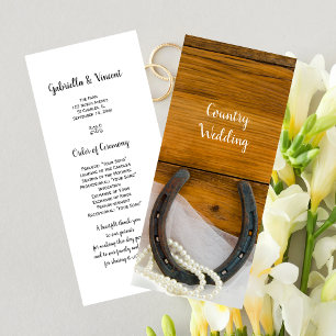 Horseshoe Pearls Country Western Wedding Programme