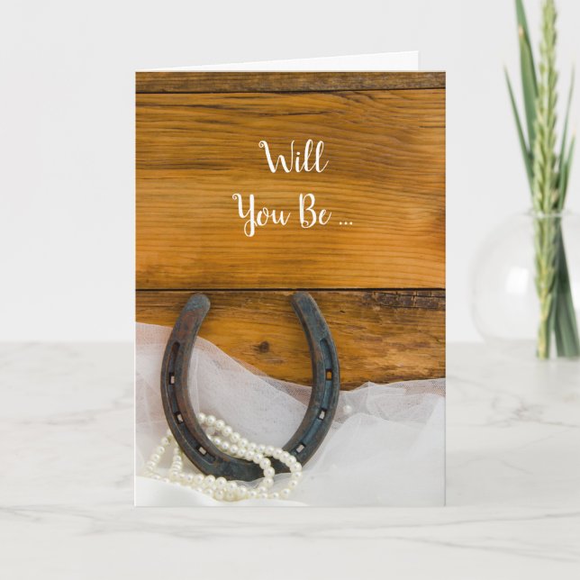 Horseshoe Pearls Will You Be My Bridesmaid Einladung (Vorderseite)