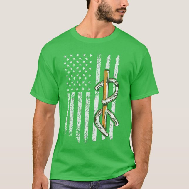 Horseshoe Pitching USA Flag Horseshoehrowing Game  T-Shirt (Vorderseite)