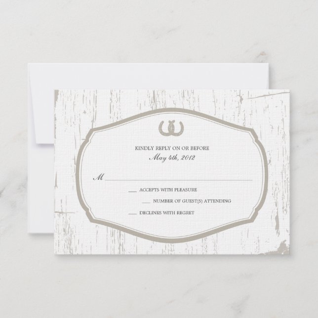 Horseshoe Rustic Barn Wedding RSVP Karte (Vorderseite)