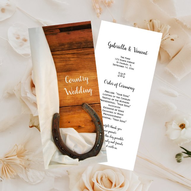 Horseshoe Satin Country Western Hochzeitsprogramm Programm (Von Creator hochgeladen)