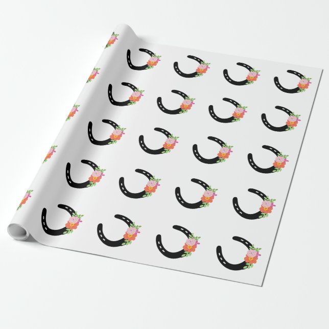Horseshoe Silhouette Blume PferdeMemorial Sweet Geschenkpapier (Ungerollt)