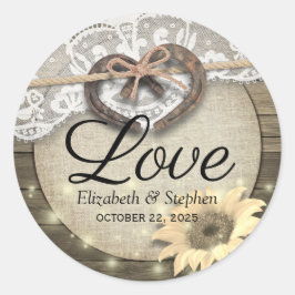 Horseshoe Sonnenblume Land Hochzeit Vielen Dank Runder Aufkleber