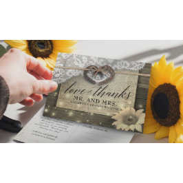 Horseshoe Sonnenblume Land Wood Wedding Vielen Dan Postkarte