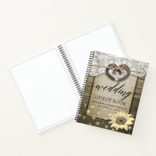 Horseshoe Sunflower Mariage campagnard Livre d'or