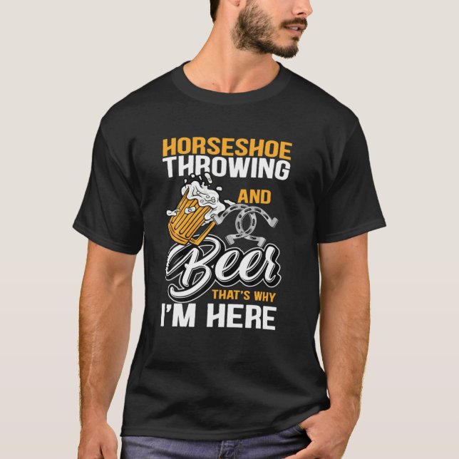 Horseshoe Throwing And Beer Funny Pitching Horse S T-Shirt (Vorderseite)