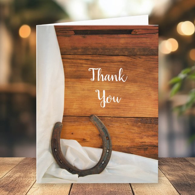 Horseshoe und Satin Western Barn Wedding Vielen Da Dankeskarte (Von Creator hochgeladen)