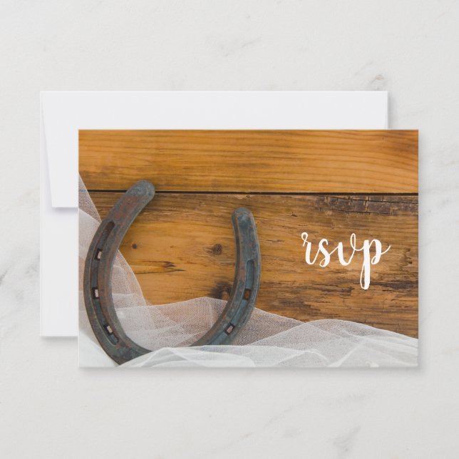 Horseshoe und Veil Western Barn Wedding RSVP (Vorderseite)
