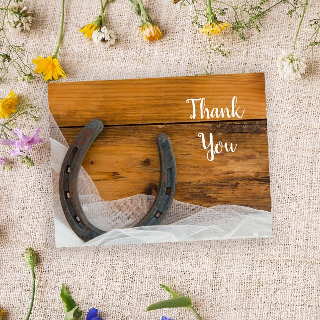 Horseshoe und Veil Western Barn Wedding Vielen Dan Postkarte (Von Creator hochgeladen)