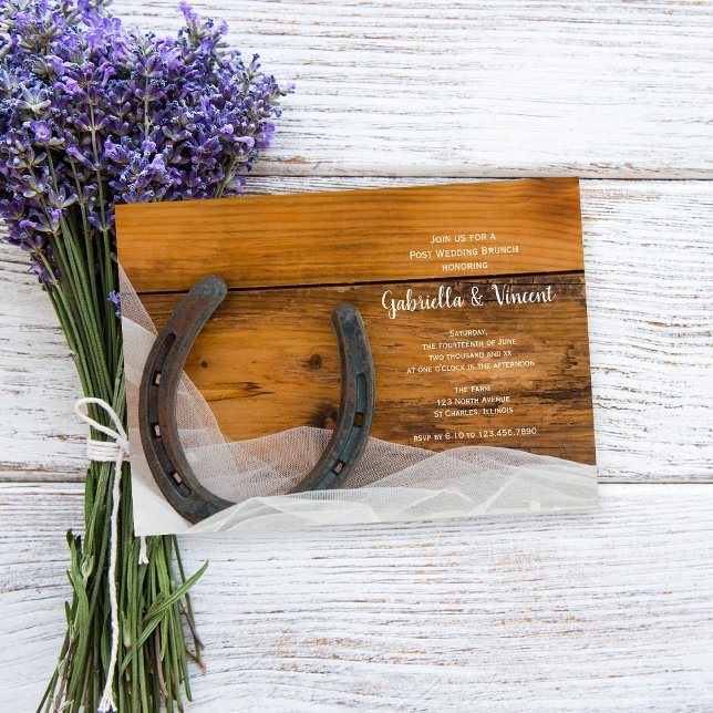 Horseshoe Veil Western Barn Post Wedding Brunch Einladung (Von Creator hochgeladen)