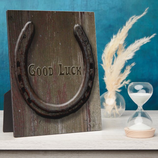 Horseshoe Viel Glück Symbol Plaque Fotoplatte (Seite)